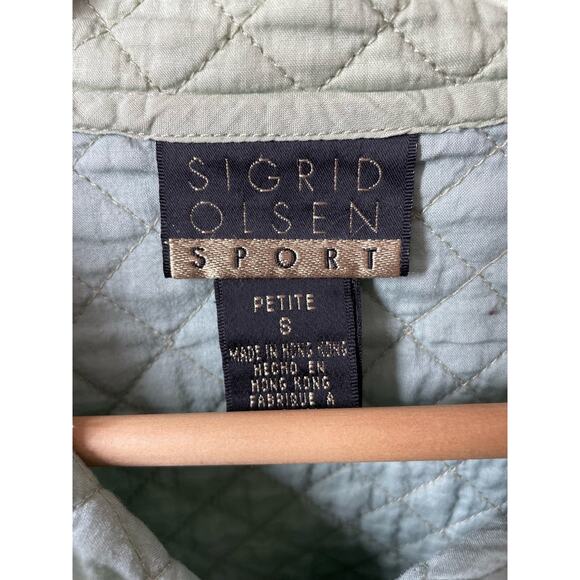 Sigrid Olsen Sport Light Green Quilted Blazer Jacket Small Petite Lightweight - Picture 3 of 6